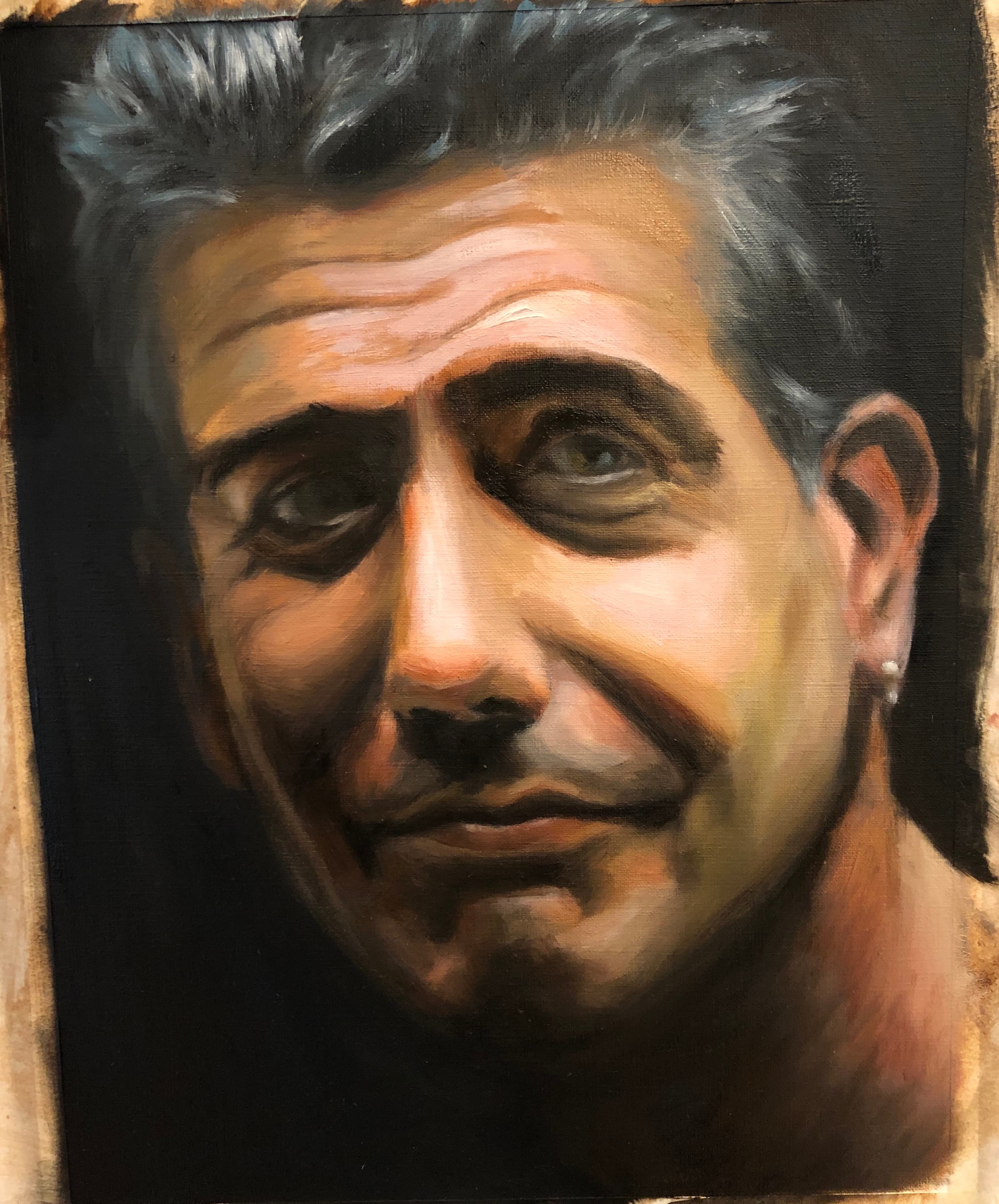 Anthony Bourdain in oil