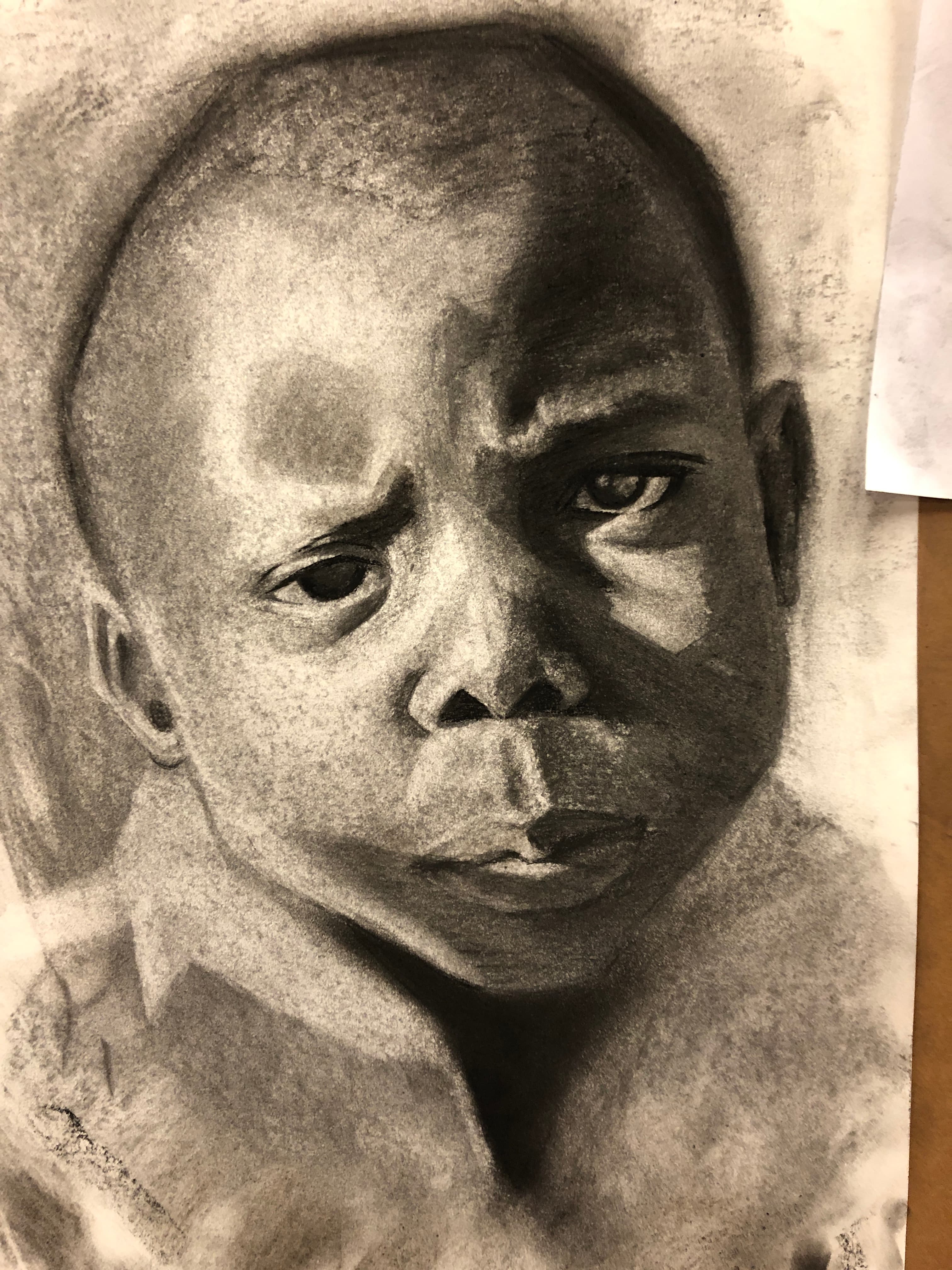 child portrait in charcoal