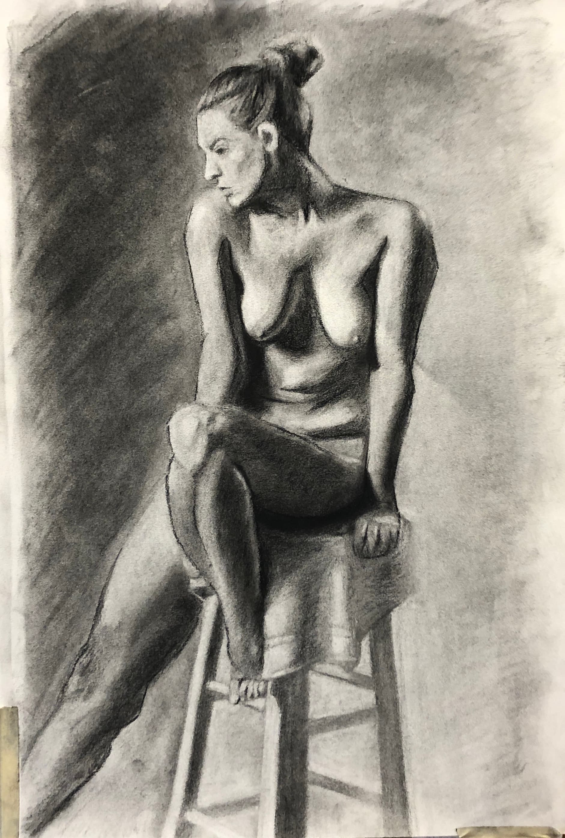 nude model in charcoal