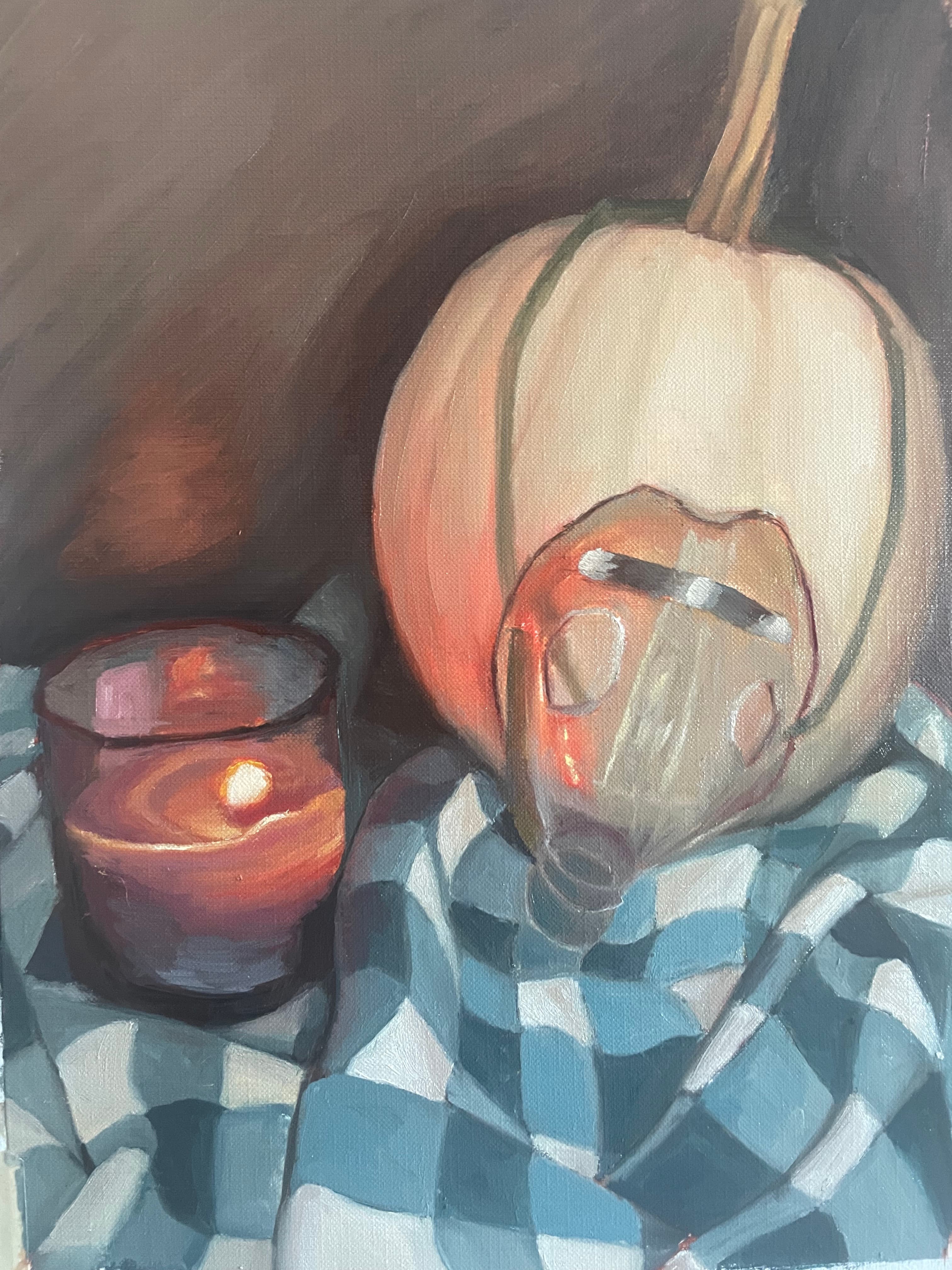 Still life: Pumpkin, Mask, Candle